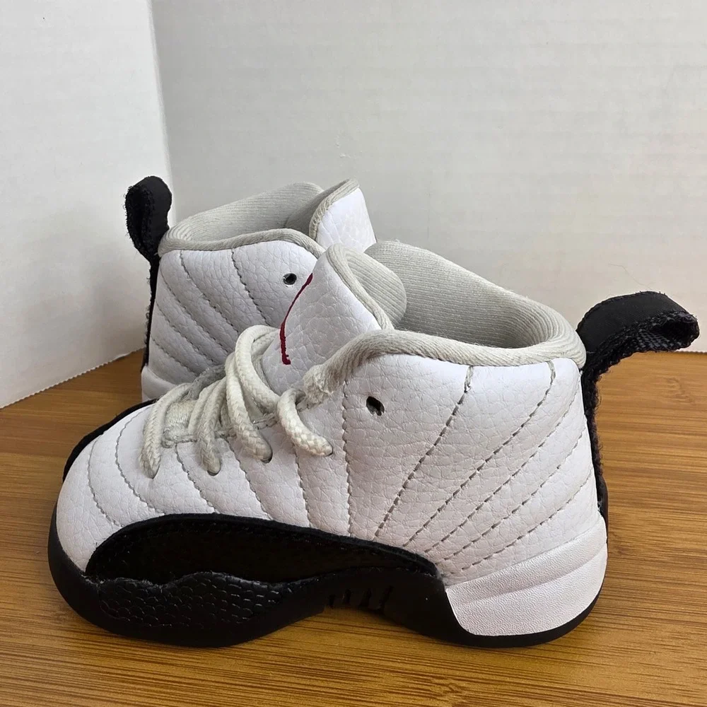 Jordan 12 Retro Taxi Toddler Shoes White Black Red 850000-162 Size 5C